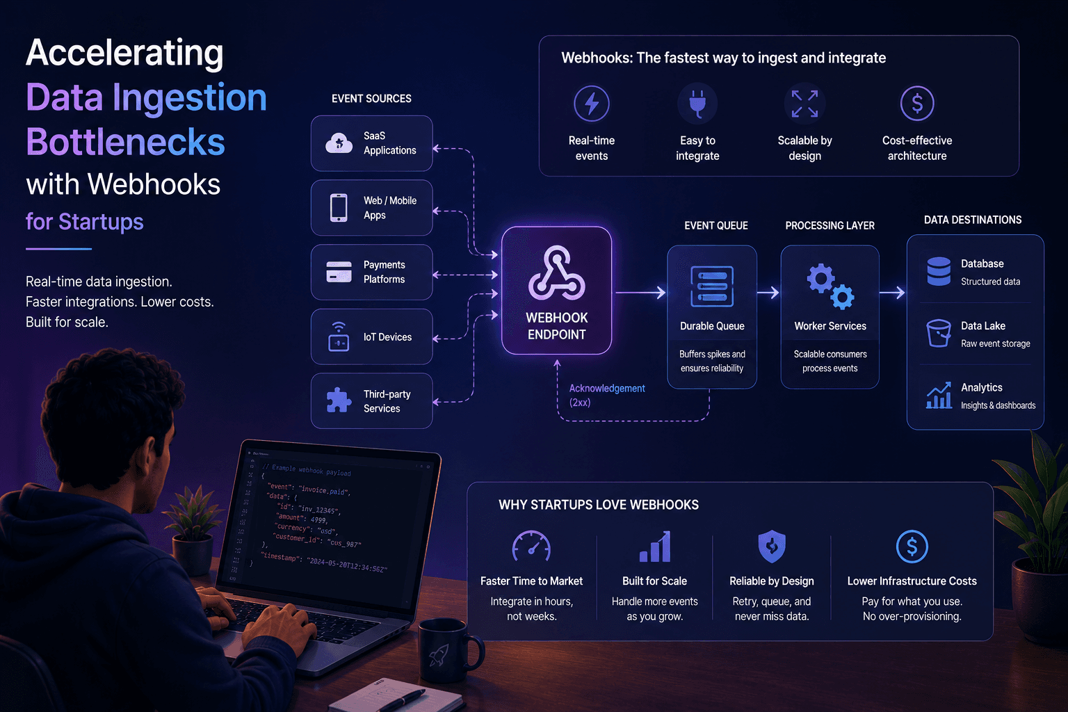 Accelerating Data Ingestion Bottlenecks with Webhooks: for Startups Case Study | Magnence Accelerating Data Ingestion Bottlenecks with Webhooks: for Startups Case Study | Copyright © Magnence