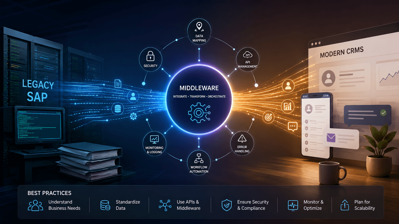 Connecting Legacy SAP to Modern CRMs via Middleware: Best Practices Case Study | Magnence Connecting Legacy SAP to Modern CRMs via Middleware: Best Practices Case Study | Copyright © Magnence