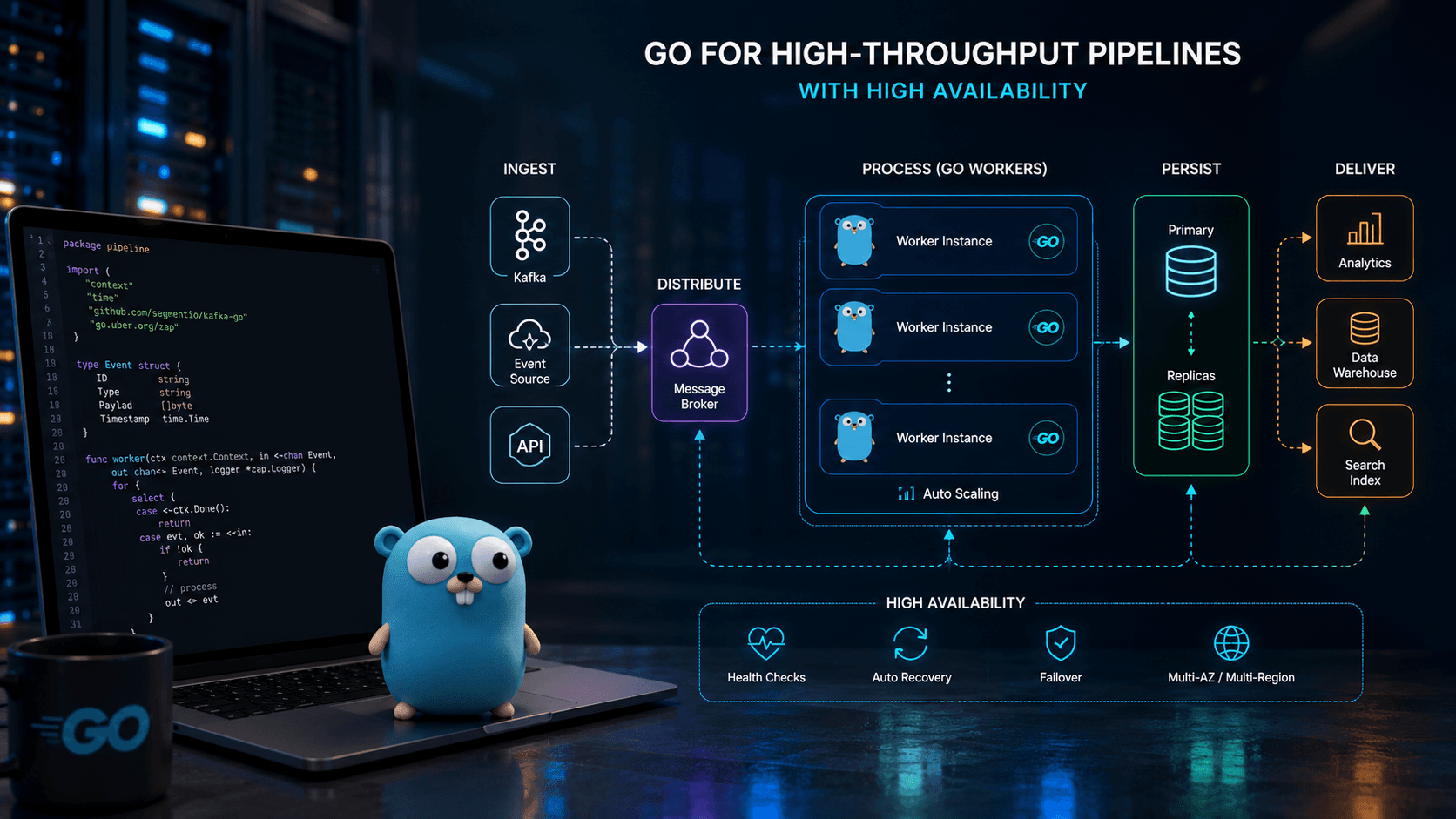 Go for High-Throughput Pipelines: with High Availability Case Study | Magnence Go for High-Throughput Pipelines: with High Availability Case Study | Copyright © Magnence