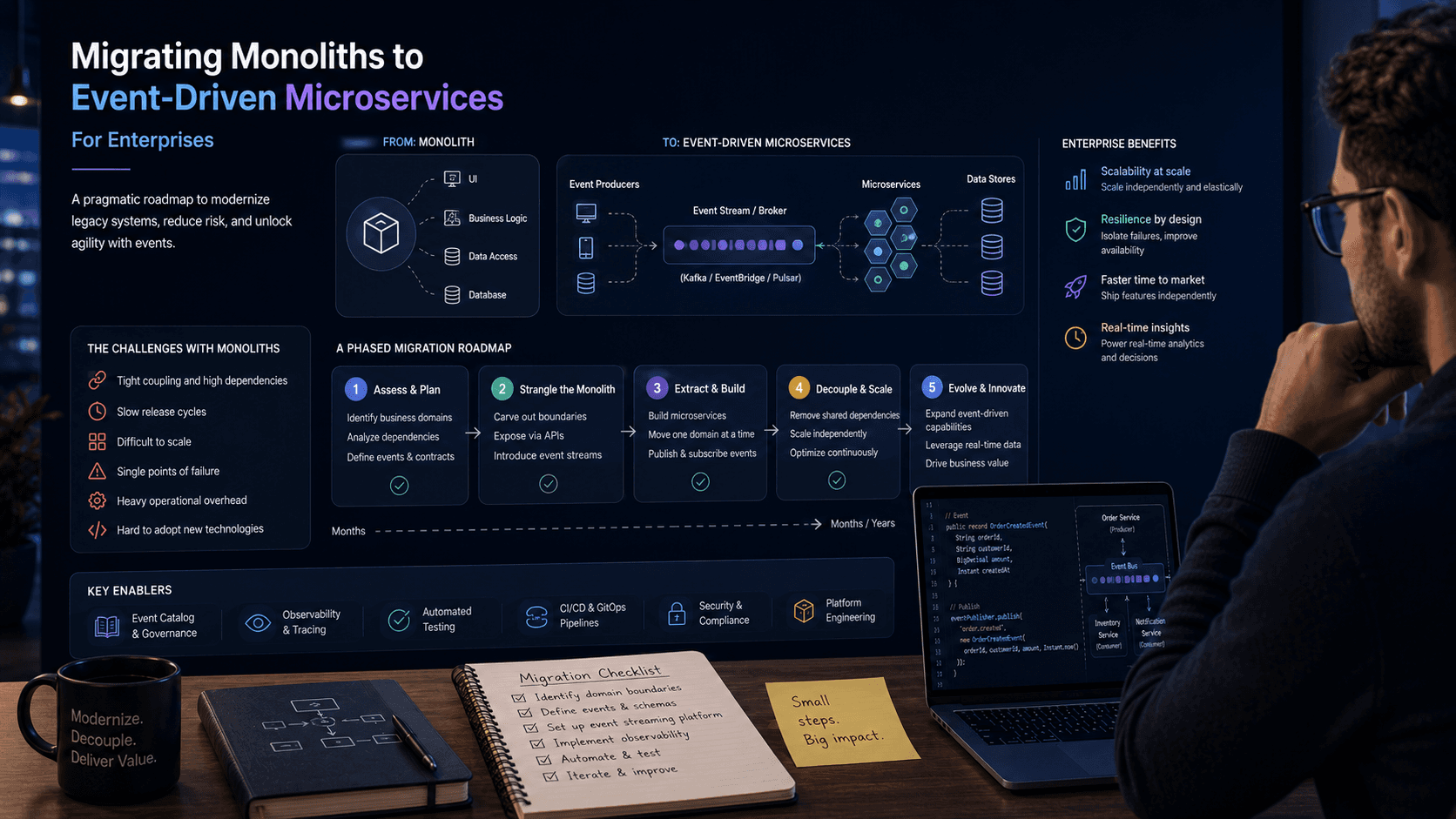 Migrating Monoliths to Event-Driven Microservices: For Enterprises Case Study | Magnence Migrating Monoliths to Event-Driven Microservices: For Enterprises Case Study | Copyright © Magnence