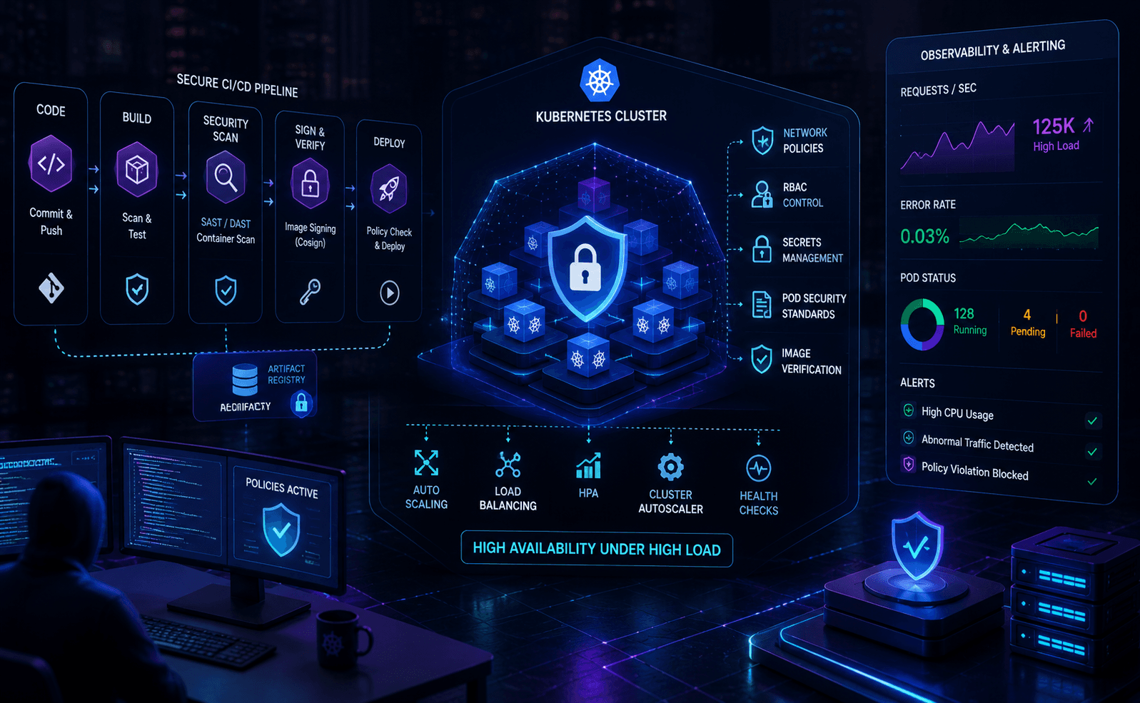 Securing Kubernetes Pipelines under High Load Case Study | Magnence Securing Kubernetes Pipelines under High Load Case Study | Copyright © Magnence