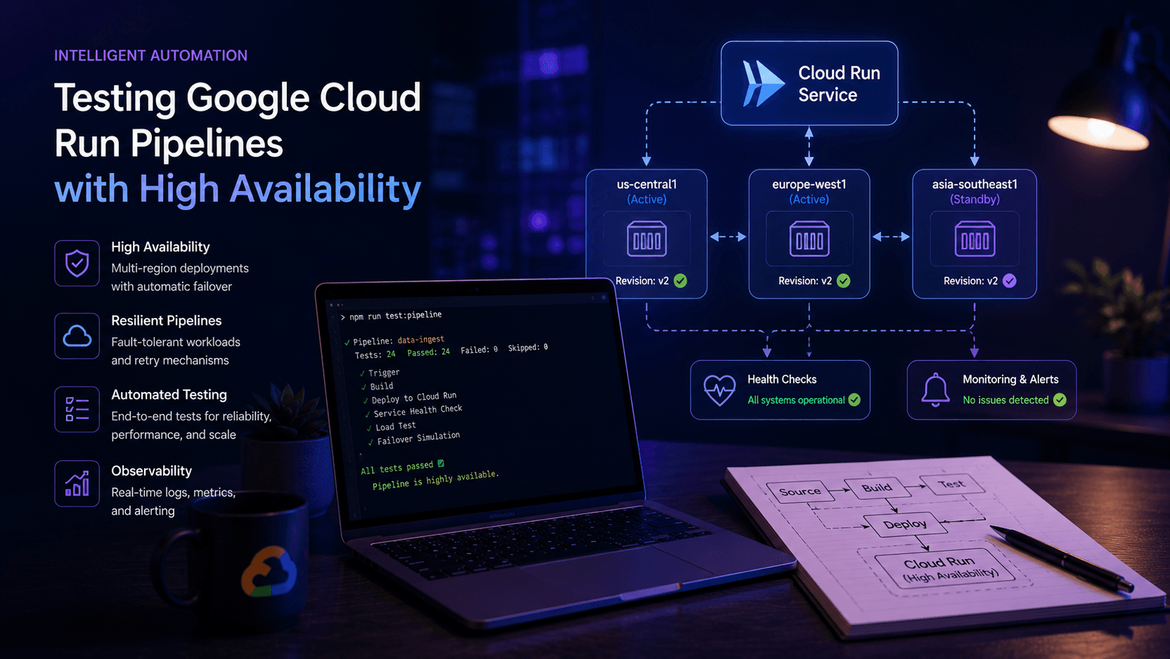Testing Google Cloud Run Pipelines with High Availability Case Study | Magnence Testing Google Cloud Run Pipelines with High Availability Case Study | Copyright © Magnence