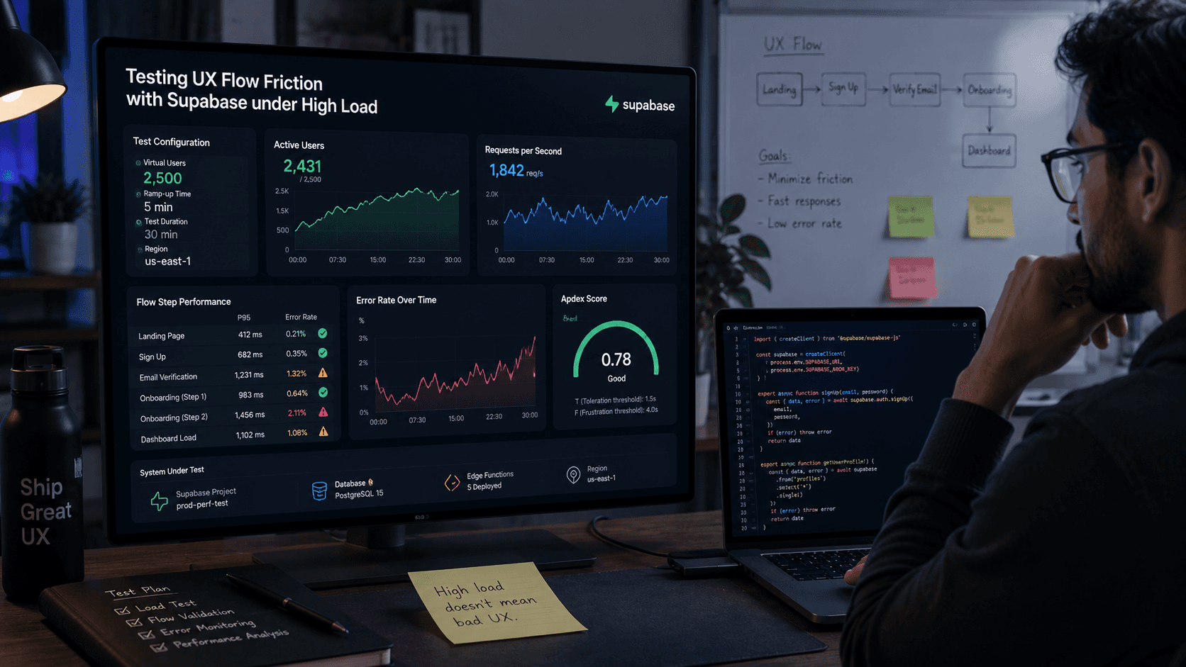 Testing UX Flow Friction with Supabase: under High Load Case Study | Magnence Testing UX Flow Friction with Supabase: under High Load Case Study | Copyright © Magnence